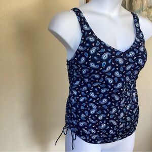 Land’s End Navy Paisley Women's TankiniTop